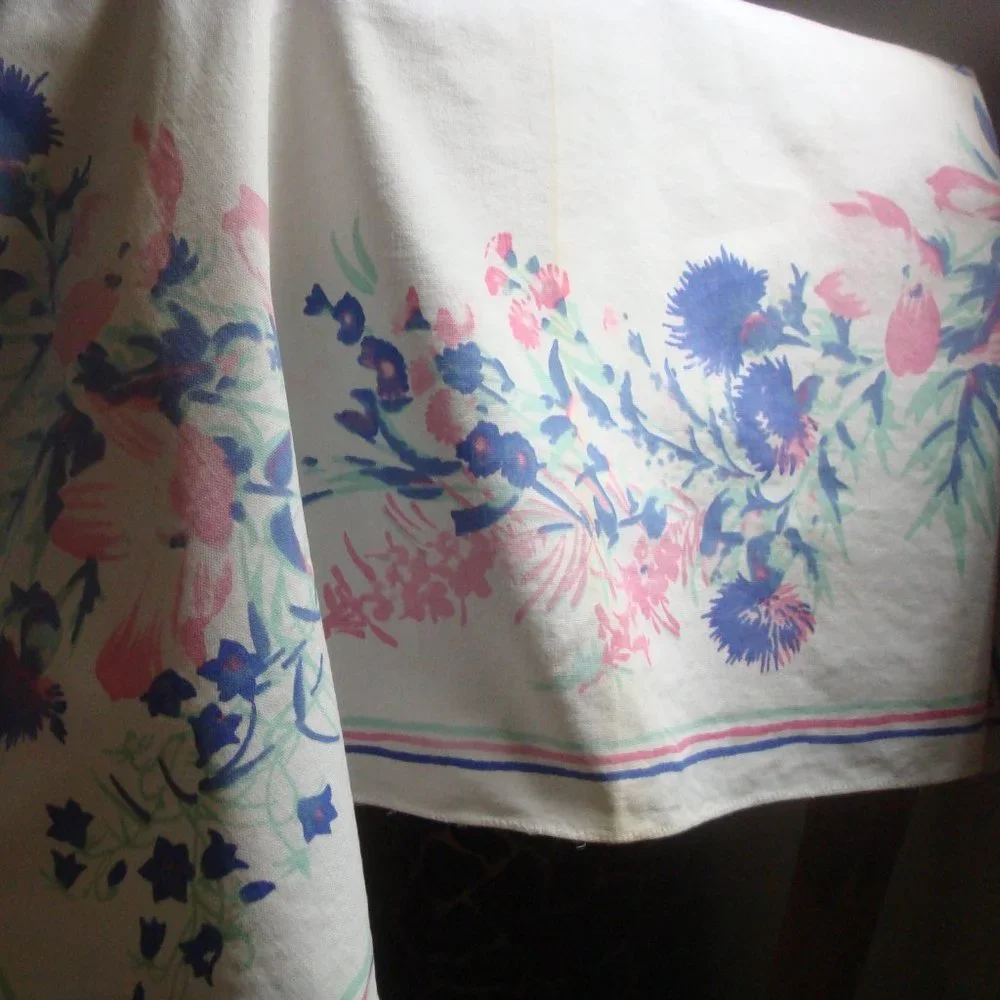 Vintage Pastel Watercolor Floral Tablecloth